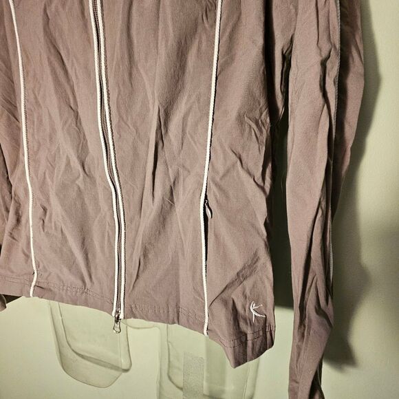 Danskin 2 Way Zippered Taupe Gray Light Jacket Womens Size M - Picture 8 of 9